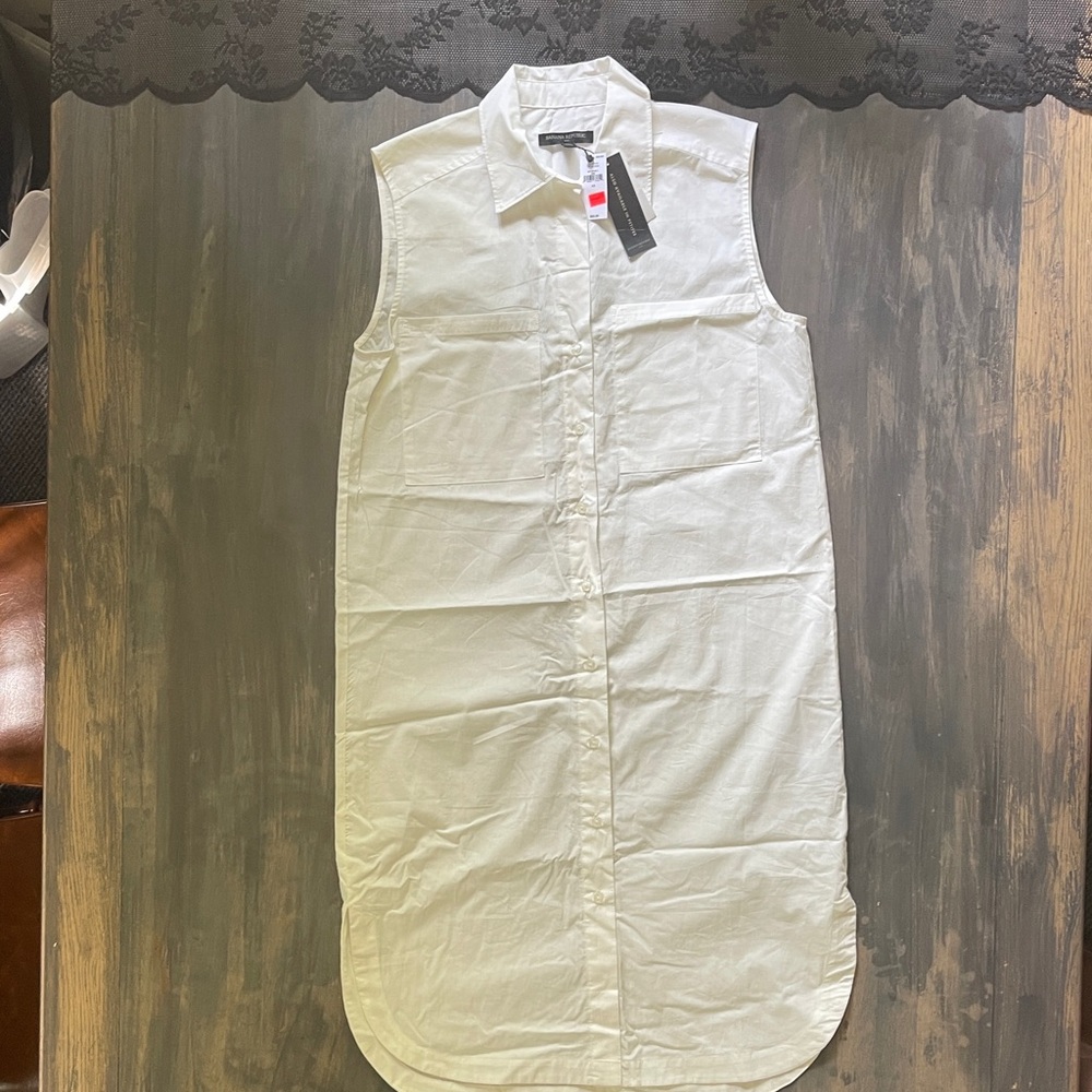 Banana Republic Cream Collared Shirt Dress